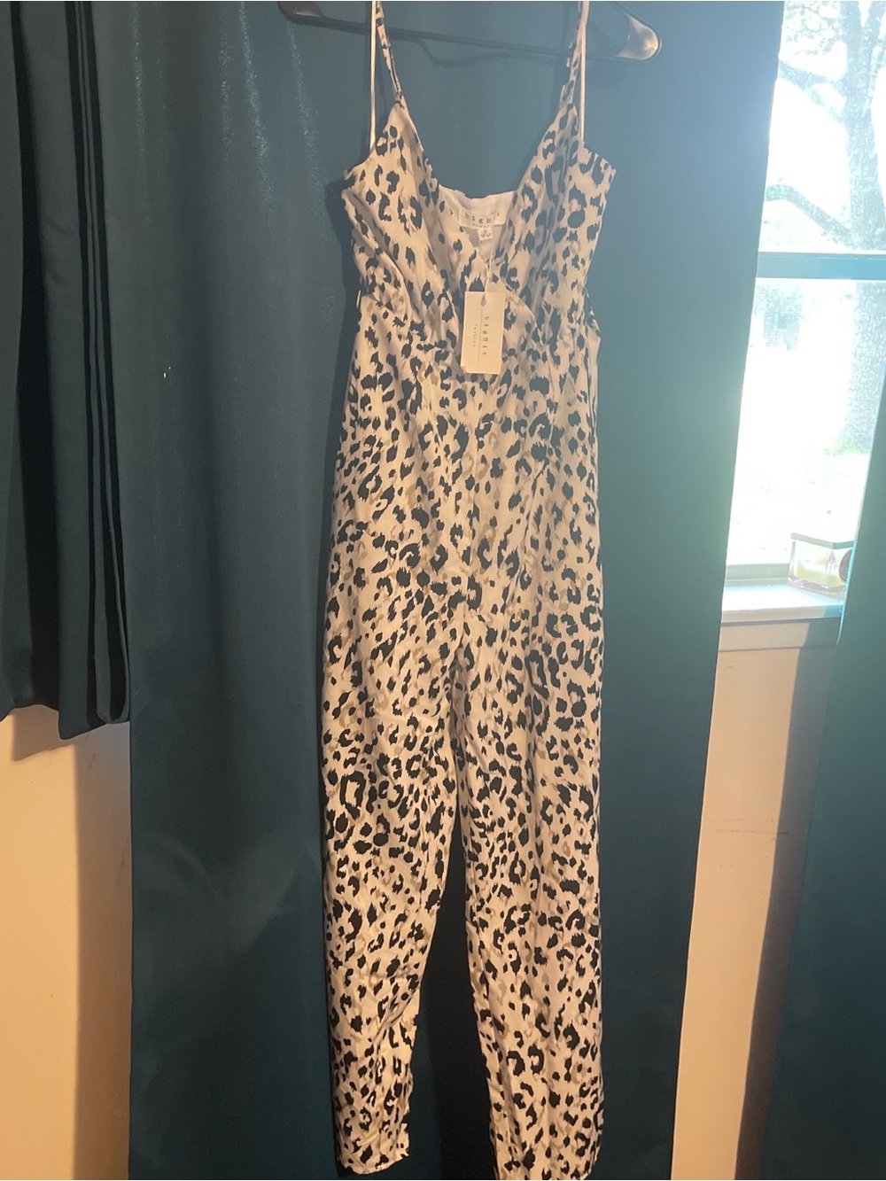 Leopard Print Wide Leg Jumpsuit - Neutral Tan & Black